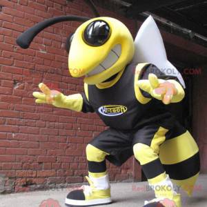 Mascota de abeja avispa amarilla y negra - Redbrokoly.com