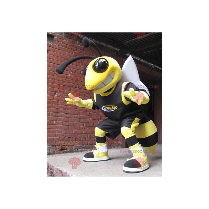 Mascote da abelha vespa amarela e preta - Redbrokoly.com