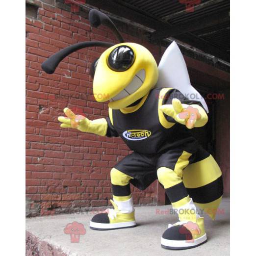 Mascote da abelha vespa amarela e preta - Redbrokoly.com
