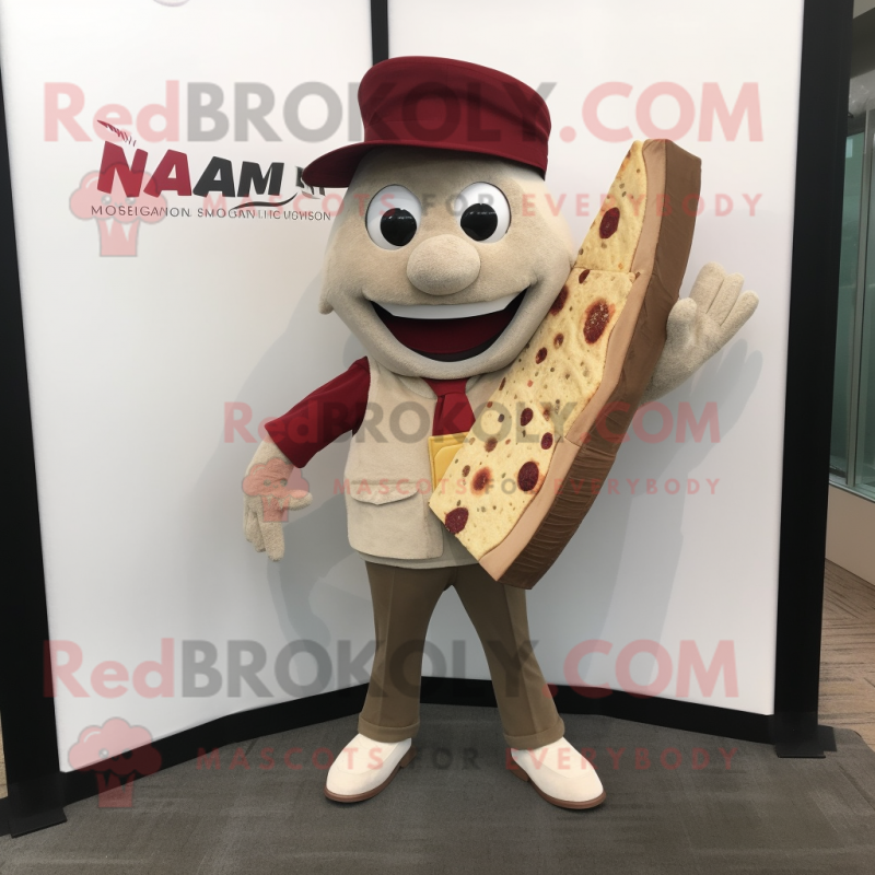 nan Pizza Slice mascot costume character dressed with a Corduroy Pants and Briefcases nan Pizza Slice mascot costume character dressed with a Corduroy Pants and Briefcases