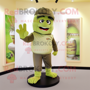 Olive Frankenstein mascot costume character dressed with a Capri Pants and Headbands
