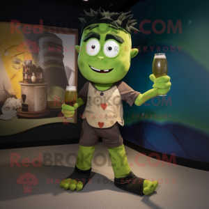 Olive Frankenstein mascot costume character dressed with a Capri Pants and Headbands