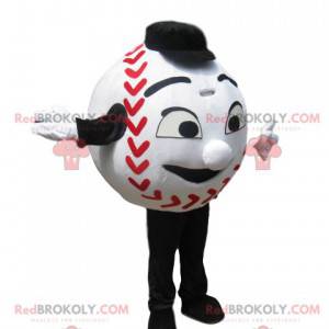 Witte honkbalmascotte met een grote glimlach - Redbrokoly.com