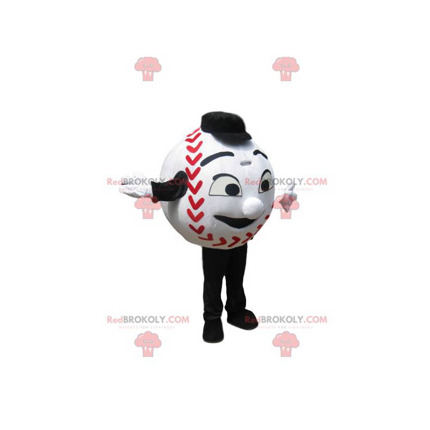 Mascotte di baseball bianco con un grande sorriso - Mascotte di baseball bianco con un grande sorriso -