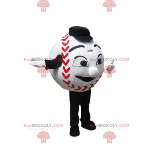 Mascotte de balle de base-ball blanche avec un grand sourire -