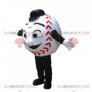 Mascotte de balle de base-ball blanche avec un grand sourire -