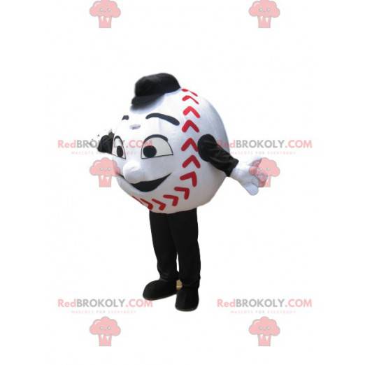 Mascote branco do beisebol com um grande sorriso -