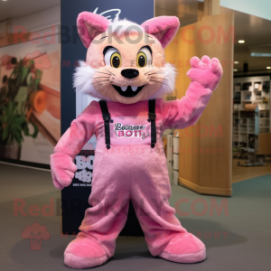 Pink Bobcat maskot kostume...