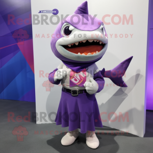 Lilla Shark maskot kostume...