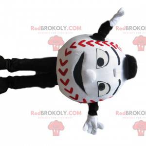 Vit baseballmaskot med ett stort leende - Redbrokoly.com