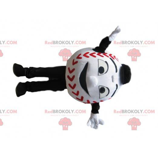 Mascota de béisbol blanca con una gran sonrisa - Redbrokoly.com