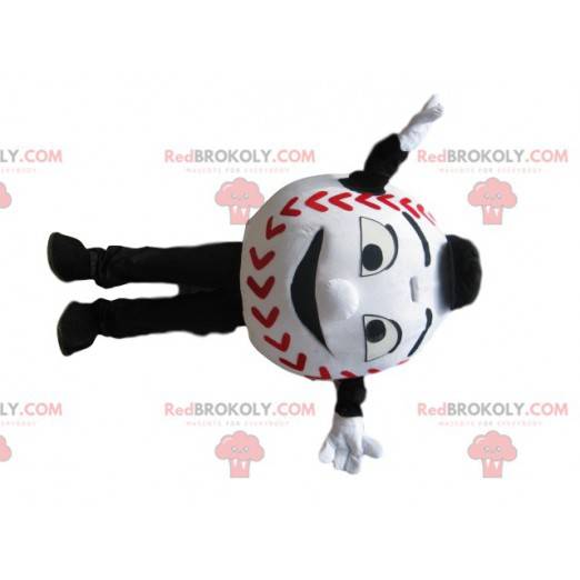 White baseball mascot with a big smile - Redbrokoly.com