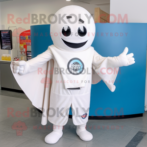 White Superhero mascot costume character dressed with a Cardigan and Headbands