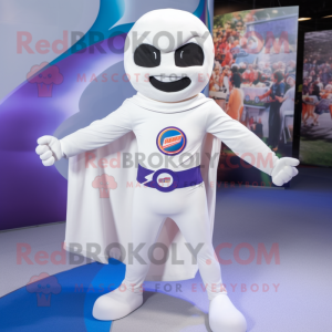 White Superhero mascot costume character dressed with a Cardigan and Headbands