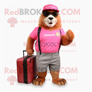 Roze marmot mascotte...