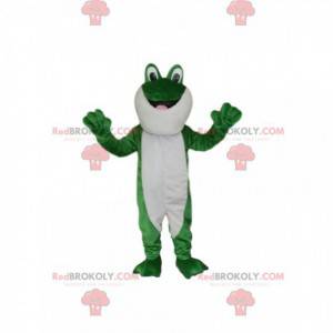 Green and white frog mascot with wide eyes! - Redbrokoly.com
