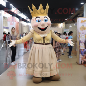 Beige Queen maskot kostume...