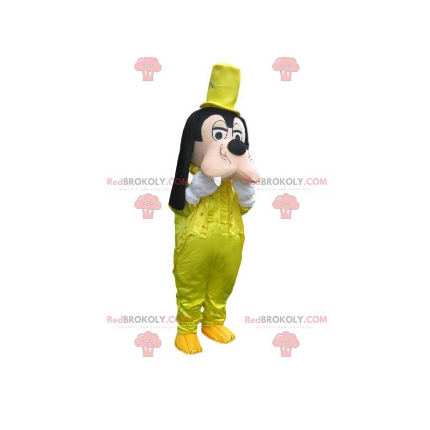 Goofy mascotte met een geel satijnen kostuum - Redbrokoly.com