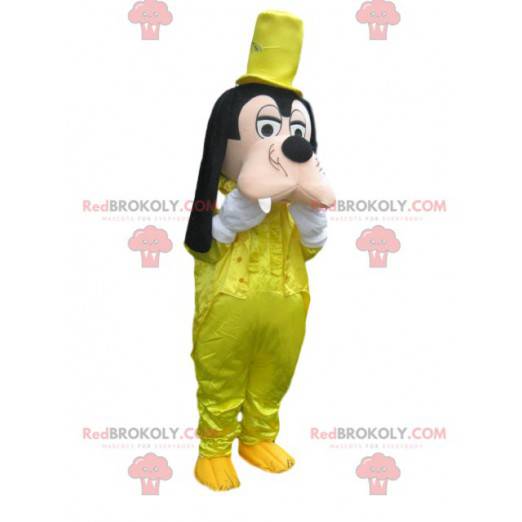 Goofy Maskottchen mit einem gelben Satinkostüm - Redbrokoly.com