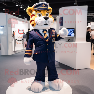 Navy Tiger mascot costume character dressed with a Suit and Ties