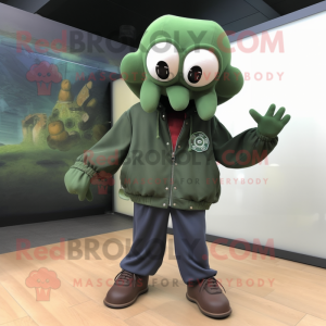 Forest Green Octopus maskot...