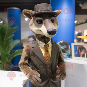 nan Thylacosmilus mascot costume character dressed with a Suit Pants and Headbands