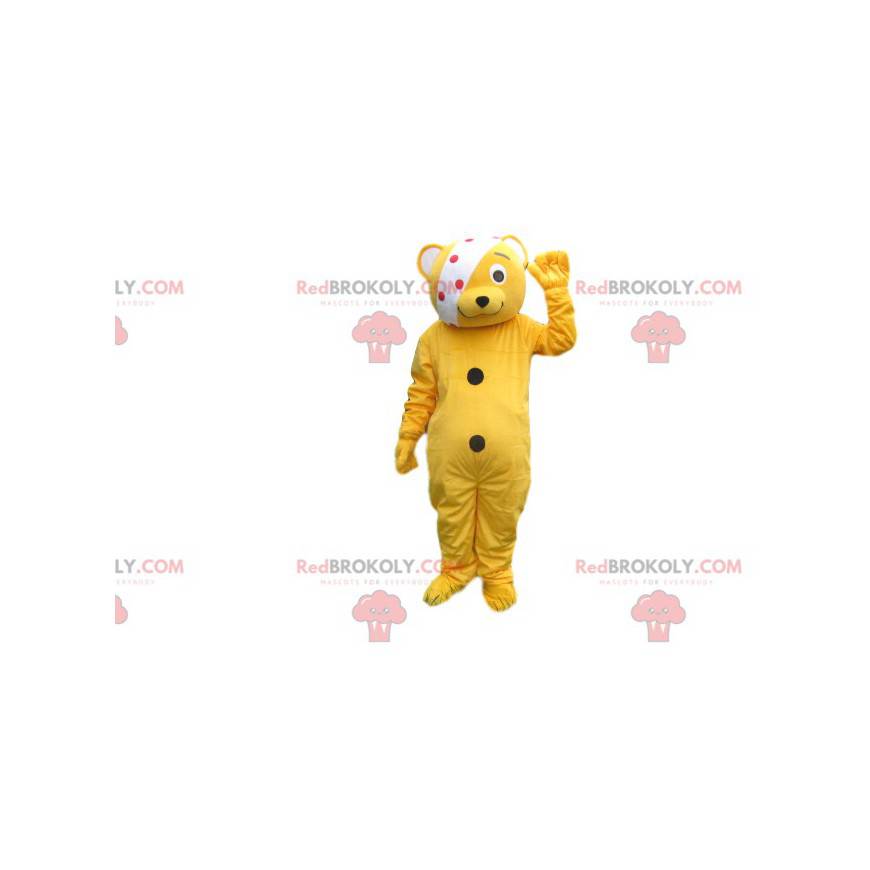 Large orange teddy bear mascot with a bandage - Redbrokoly.com