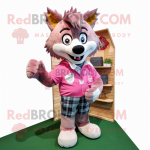 Pink Wolf mascotte kostuum...