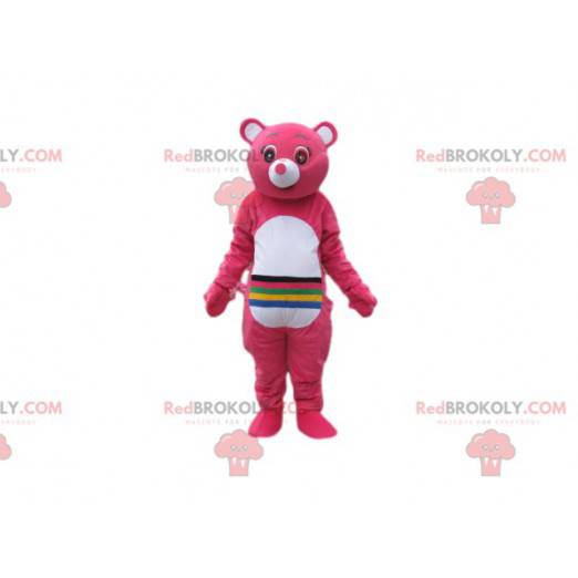 Mascot fuchsia care bears with lines on the stomach. -