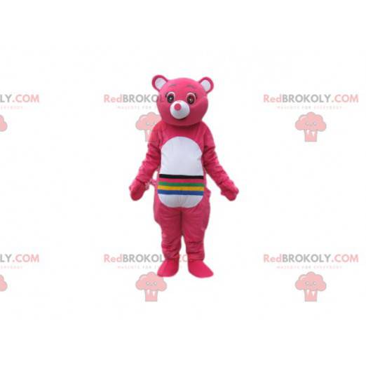 Mascotte fucsia cura orsi con linee sullo stomaco. -