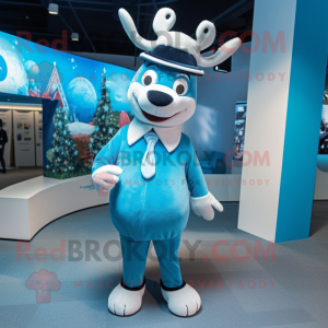 Sky Blue Reindeer mascotte...