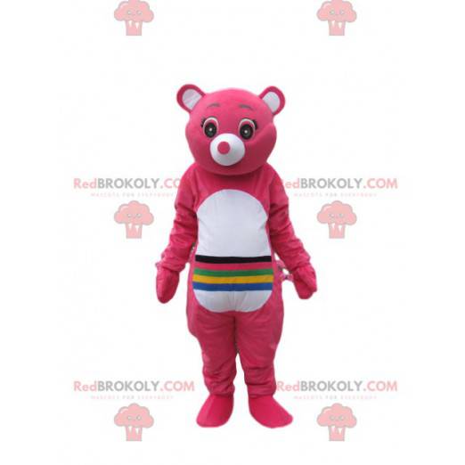 Mascot fuchsia care bears with lines on the stomach. -