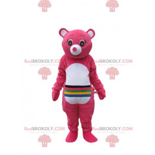 Mascotte fucsia cura orsi con linee sullo stomaco. -