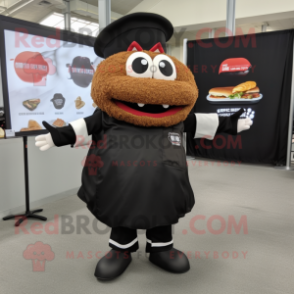 Black Pulled Pork Sandwich mascot costume character dressed with a Dress Pants and Anklets