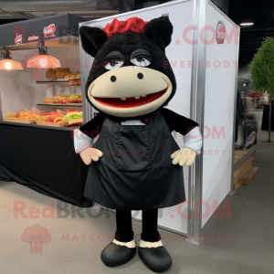 Black Pulled Pork Sandwich mascot costume character dressed with a Dress Pants and Anklets