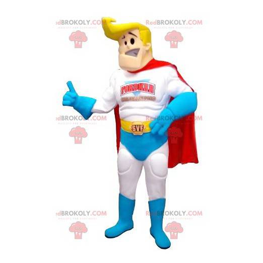 Mascota de superhéroe rubio y musculoso - Redbrokoly.com
