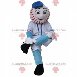 Mascotte del pupazzo di neve con una testa da baseball -