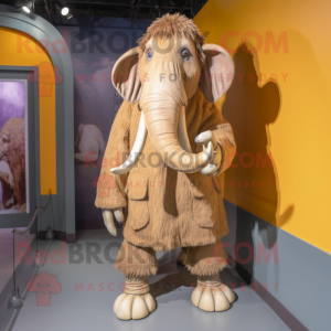 nan Mammoth mascot costume character dressed with a Raincoat and Suspenders