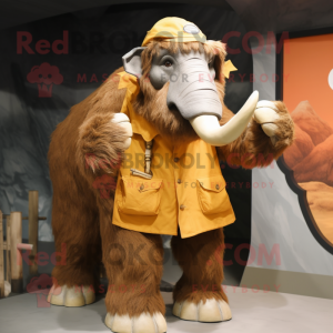 nan Mammoth mascot costume character dressed with a Raincoat and Suspenders