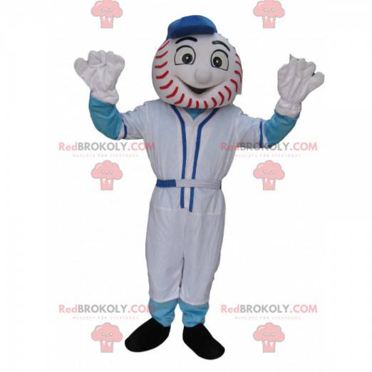 Mascotte del pupazzo di neve con una testa da baseball -