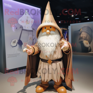 Tan Wizard maskot kostume...