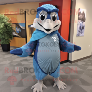 Gray Blue Jay mascot costume character dressed with a Turtleneck and Wraps