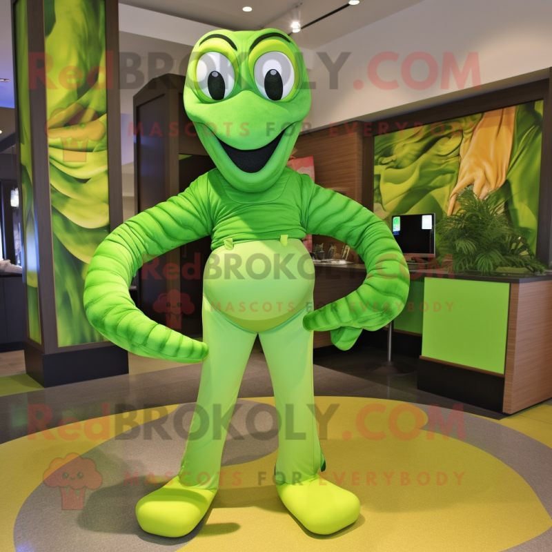 Lime Green Anaconda mascot costume character dressed with a Jeggings and Ties Lime Green Anaconda mascot costume character dressed with a Jeggings and Ties