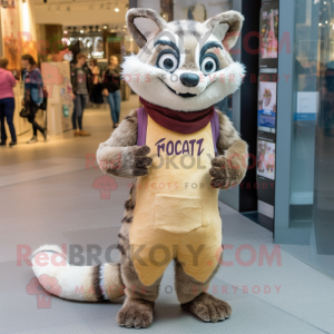 Tan Civet mascot costume character dressed with a Jeggings and Scarf clips