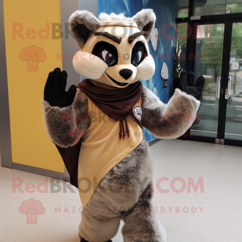 Tan Civet mascot costume character dressed with a Jeggings and Scarf clips Tan Civet mascot costume character dressed with a Jeggings and Scarf clips