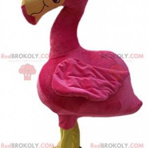 Mascotte de flamand rose avec de jolis yeux bleus -