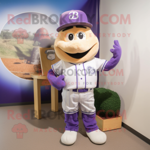 Lavender Horseshoe mascot costume character dressed with a Baseball Tee and Anklets