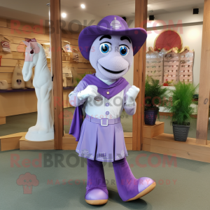 Lavender Horseshoe mascot costume character dressed with a Baseball Tee and Anklets