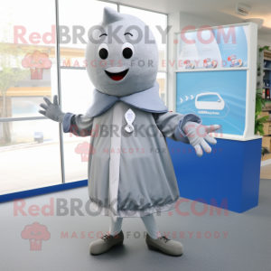 Silver Ray mascot costume character dressed with a Oxford Shirt and Mittens