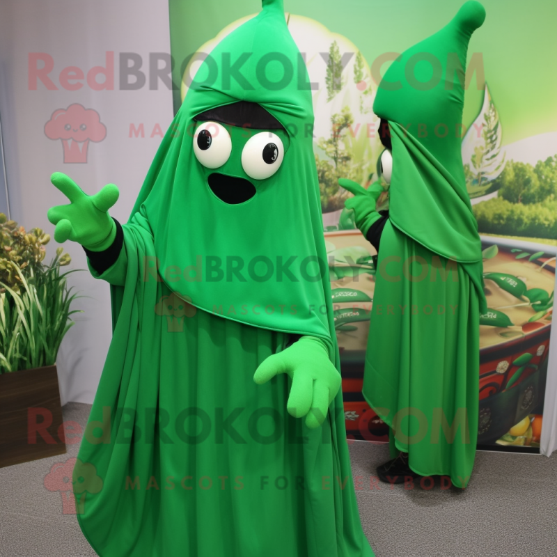 Forest Green Onion mascot costume character dressed with a Hoodie and Shawls Forest Green Onion mascot costume character dressed with a Hoodie and Shawls